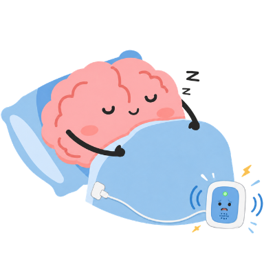 Sleeping brain illustration showing why bedwetting alarms may not wake deep sleepers